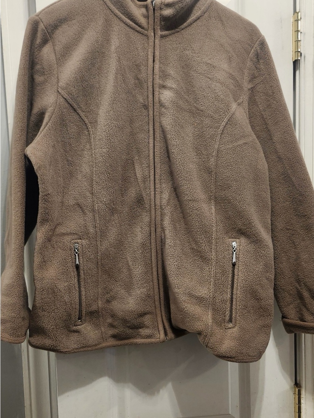 Karen Scott Sport Full-Zip Fleece Jacket in Taupe Brown